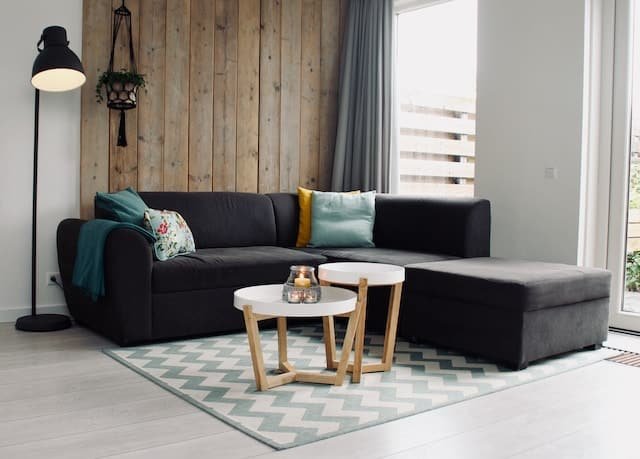 corner-shaped sofa in a room 
